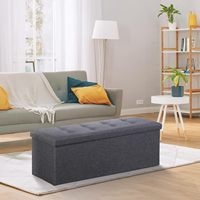 Banc de rangement pliable en lin ZENY de 433 pouces, siège rembourré en mousse, capacité de 660 lb, gris foncé, meubles pour la maison, chambre à coucher, entrée, salon