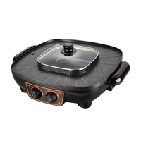 Diskon Besar-besaran Panggangan Elektrik BBQ Antilengket 2 Dalam 1 34Cm Meja Korea dengan Hot Pot