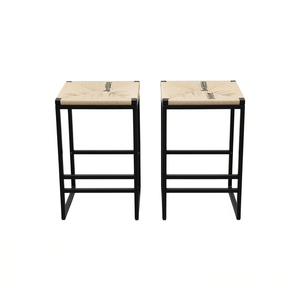 Juego de 2 taburetes de bar modernos con estructura de metal y asiento de tela, silla de barra para cocina, diseño cómodo y elegante - Product Image 1