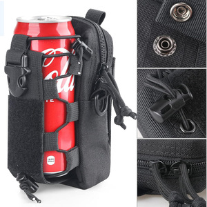 Nylon Waist Phone Bag With Water Bottle Pouch Adjustable Band Outdoor Sports Black - Product Image 5