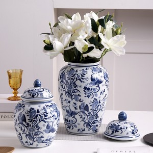 <span class=keywords><strong>2023</strong></span> vase en céramique <span class=keywords><strong>tendance</strong></span> bleu et blanc décoration de la maison nordique pots de gingembre en céramique de luxe ensemble 3 - Product Image 2