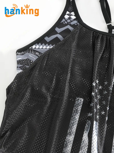 Ehanking-Ensemble 2 pièces de Tankinis extensibles avec cordon de serrage imprimé drapeau américain pour femmes maillots de bain de plage à bretelles évidés sexy pour femmes - Product Image 3