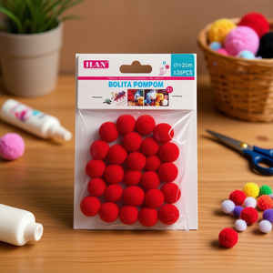 Palline Pompom ILAN 2 Cm Rosse per Decorazioni Artigianali e Progetti Fai-da-Te - Product Image 2