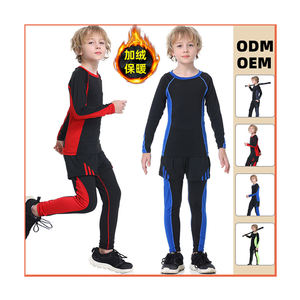 3 piezas de ropa interior de lana de invierno cálido cuello redondo niños conjunto de compresión camisa de manga larga inferior medias de segunda piel - Product Image 1