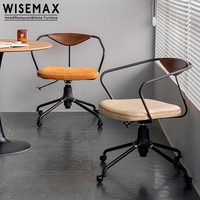 WISEMAX FURNITURE Chaise d'appoint au design nordique moderne avec pivot stable en métal pour bureau, salle de réunion, chaise d'ordinateur à roulettes