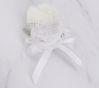 A-503 Soie Rose Boutonnière Corsage Artificielle Classique Marié Fleur Broche pour Mariage