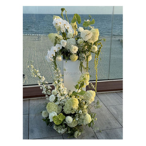 European Forest Style Wedding Arrangement <strong>Artificial</strong> Silk Green <strong>Hydrangea</strong> Rose Flower Centerpiece for Party Event Decoration - Product Image 2