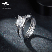 Nouvelle bague empilable en moissanite taille princesse de 6,5 mm pour femmes, argent S925 plaqué platine 18 carats, tendance, anniversaire, 2025