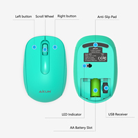 Mouse Nirkabel AIKUN MX36, Mouse Tanpa Suara 2.4G dengan Penerima USB, Auto Tidur, Mouse Komputer Portabel (Hijau)