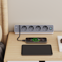 Bloc multiprise de bureau EU PD25W à fixation par pince, station de charge rapide 4 prises, 2 ports USB-C et USB-A avec câble d'extension pour usage au bureau
