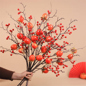 Fleurs artificielles <span class=keywords><strong>de</strong></span> grenade, <span class=keywords><strong>de</strong></span> houx rouge et <span class=keywords><strong>de</strong></span> kaki, décorations <span class=keywords><strong>de</strong></span> Noël et du Nouvel An, fleurs séchées faites à la main, longue durée - Product Image 2