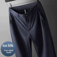 Pantalon de Costume Droit Professionnel Haut de Gamme pour Homme, Coupe Slim, Noir, en Polyester Écologique, Imperméable, avec Braguette Zippée