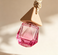 Flacon de parfum pour voiture en verre de 8 ml, diffuseur d'air suspendu, conteneur de parfum vide, couvercle en bois, logo personnalisé, flacon d'arôme pour voiture