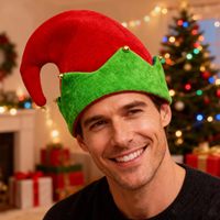 Chapeau d'elfe de Noël en peluche, pointe incurvée avec clochette, en velours épais, chapeau de costume d'assistant du Père Noël pour adultes, enfants, unisexe, fête, ODM&OEM