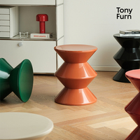 Tabouret rond en plastique pour décoration de salon avec sablier Design créatif pour la maison tabouret de salon