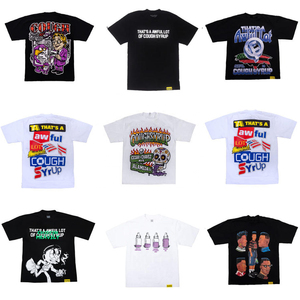 Nuova T-shirt da uomo personalizzata in 100% cotone con stampa 'That's a Awful Lot of Cough Syrup' - Abbigliamento streetwear personalizzato per produttori - Product Image 1