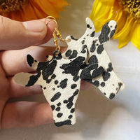 Boucles d'oreilles pendantes vintage occidentales Comiya pour femmes, motif tête de buffle, imprimé léopard, motif vache, bijoux fantaisie en bois, cadeaux, bijoux