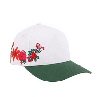 Casquette de baseball en coton à 5 panneaux avec bord incurvé et fleurs brodées 3D en sergé – Nouveau design pour le sport et l'extérieur – Vente en gros usine