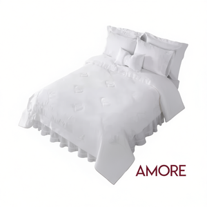 Juego de Edredón Doble Amore, Diseño de Corazones en Algodón, Tamaño Matrimonial, Estilo Clásico, Ropa de Cama para Toda Temporada - Product Image 1