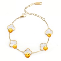 Joyería de Moda de Alta Gama al por Mayor, Brazalete de Acero Inoxidable con Trébol de Cuatro Hojas y Cinco Flores, Chapado en Oro de 18k, para Mujer