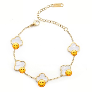 Joyería <span class=keywords><strong>de</strong></span> Moda <span class=keywords><strong>de</strong></span> Alta Gama <span class=keywords><strong>al</strong></span> <span class=keywords><strong>por</strong></span> <span class=keywords><strong>Mayor</strong></span>, Brazalete <span class=keywords><strong>de</strong></span> <span class=keywords><strong>Acero</strong></span> <span class=keywords><strong>Inoxidable</strong></span> con Trébol <span class=keywords><strong>de</strong></span> Cuatro Hojas y Cinco Flores, Chapado en Oro <span class=keywords><strong>de</strong></span> 18k, para Mujer - Product Image 2