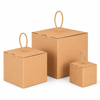 Boîte cadeau en papier kraft imprimée sur mesure avec poignée en corde, boîte d'emballage pliable en carton ondulé pour mariage, fête, Noël, vente en gros, OEM