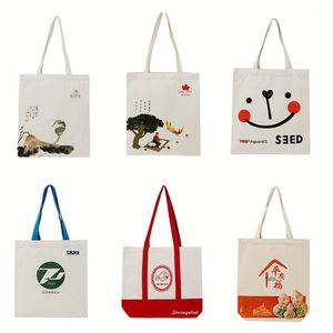 Bolsas de Tela de Algodón Plegables Reutilizables al por Mayor, con Logotipo Impreso Personalizado, Bolsa de Lona Lisa para Compras - Product Image 4