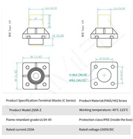 Connecteur à bornes à vis pour batterie lithium haute intensité 250A, connexion de borne pour stockage d'énergie nouvelle