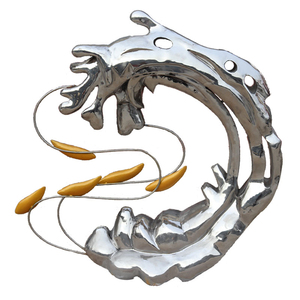 Escultura de acero inoxidable S008, edificio de jardín urbano al aire libre grande personalizado, decoración luminiscente de espejo de metal de hierro forjado - Product Image 4