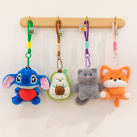 Jouets pendentifs mignons en peluche, porte-clés animaux et fruits, breloques de 4 pouces, mini poupées décoratives pour sacs à dos