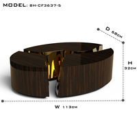 Table basse contemporaine avec finition en placage d'ébène de Macassar et intérieur en laiton poli, inspirée des formations karstiques