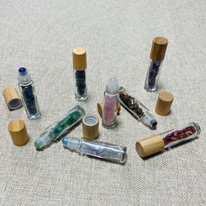 ขวดลูกกลิ้งหินอัญมณีขนาดเล็กพร้อมฝาสีเงินหินคริสตัลธรรมชาติขวดลูกกลิ้งน้ำมันหอมระเหยเครื่องนวดหน้า - Product Image 4