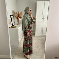 Abaya imprimée style Dubaï, robe maxi musulmane florale en gros pour femmes