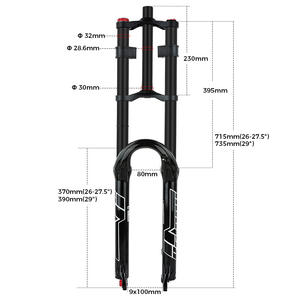 Fourche à air double suspension Bolany pour VTT, 27,5 pouces, axe QR, tiges de 28,6 mm, amortissement réglable, fourche de descente - Product Image 5