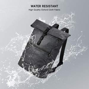 Free Sample Luxury TPU Leather Waterproof Travel Tuck Pack Rolltop Laptop Computer School Bags <b>Roll</b>-<b>top</b> Anti-theft <b>Backpack</b> - Product Image 4