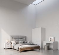 Ensemble de chambre à coucher moderne 5 pièces, ensemble complet de meubles pour la maison, lit king size avec rangement, ensemble de chambre à coucher en bois pour appartement, villa, hôtel