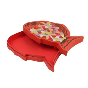 Sonpha desain khusus buatan tangan kertas kardus kotak kemasan bentuk ikan kotak hadiah merah dengan penutup