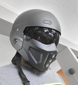 Casque de moto rétro unisexe homologué DOT, modèle PC Predator, à visière relevable, avec visière XL, en ABS, pour toutes les saisons - Product Image 4