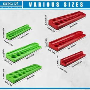 ชั้นวางอุปกรณ์ซ่อม Seiko Dy Socket Storage Rack 143 ชิ้น ขนาด 1/4 3/8 1/2 นิ้ว สำหรับเครื่องมือ SAE และเมตริก วัสดุ PP - Product Image 3