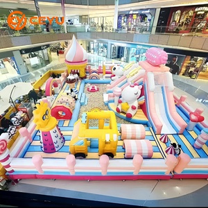 Ceyu Combo Gonflable Personnalisé Thème Licorne Glace Cartoon Coloré avec Toboggan, Trampoline et Piscine à Balles en PVC - Product Image 1