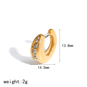 Pendientes con clip en forma de C, aleación de zinc, con pedrería, en oro y plata, para orejas no perforadas, joyería de moda. - Product Image 5