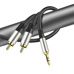 하이 엔드 Hifi 오디오 2 1 보조 3.5mm 2RCA 남성 케이블 어댑터 Estereo RCA 케이블 3.5mm 남성 2 RCA 남성 Aux