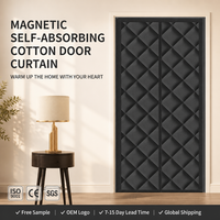 Cortina Magnética Térmica Aislante de Algodón para Puerta, Malla Antimosquitos e Insectos, Autoadhesiva, Sin Perforación, para Sala de Estar y Baño