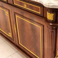 Meuble Louis XV Art Déco Décoration de Maison Meuble en Bois Buffet Classique de Luxe Table Console en Marbre