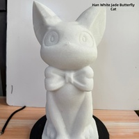 Artisanat en cristal, cristal naturel, pierre de marbre blanche originale, sculpture de chat papillon polie, ornements pour la décoration de la maison