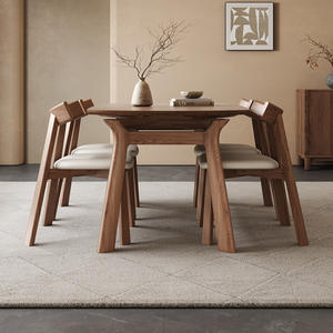 Table à manger ovale extensible en bois massif avec structure en boîte pour salle à manger, usage domestique - Product Image 2