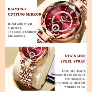 Montre à quartz de luxe pour femme 2026 avec diamants, aiguilles, résistance à l'eau 3 ATM, bracelet en acier inoxydable, lumineuse, nouvelle génération Qquartz - Product Image 5
