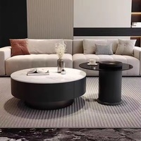 Table basse noire élégante, table à thé ronde moderne avec table d'appoint pour salon, petit espace, réception, bureau