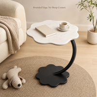 Nouvelle arrivée, table d'appoint en forme de fleur, 40 cm, bord arrondi, table d'appoint en forme de C, structure en acier, petit appartement, salon, balcon