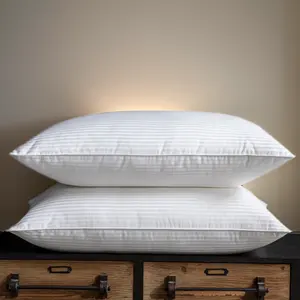 Ulen Customized Luxury Hotel Neck Pillow 100% Cotton 1cm Stripe Sateen Solid Pattern Folded Design High Quality Alternative
